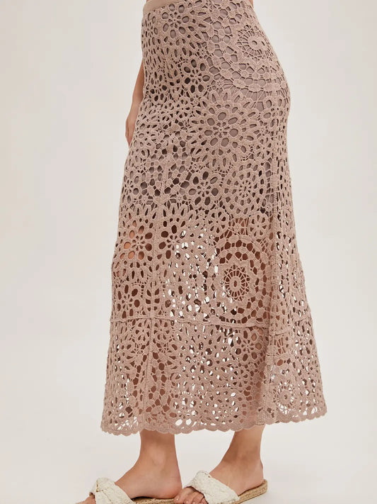 Cali Crochet Midi Skirt with Lining