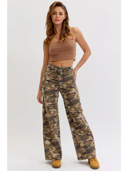 Camo High Rise Wide Leg