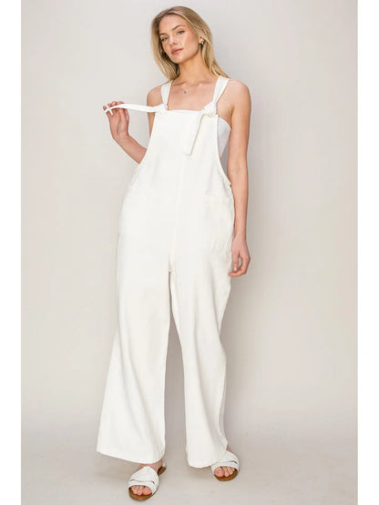 Carumba Washed Twill Knotted Overall Jumpsuit