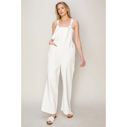 Carumba Washed Twill Knotted Overall Jumpsuit