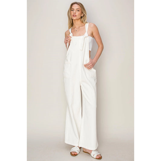 Carumba Washed Twill Knotted Overall Jumpsuit