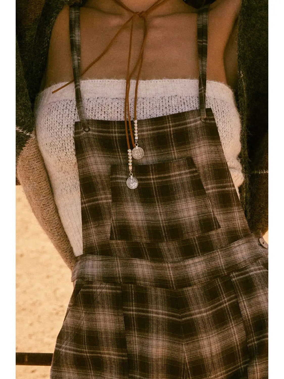 Bobbie Plaid Flannel Wide-Leg Overall Jumpsuit