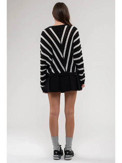 Lettie Chevron Knit Pullover Sweater