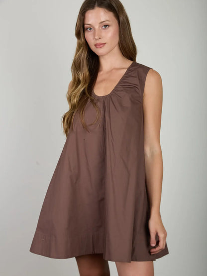 Sleeveless Gathered Neck Detail Mini Dress
