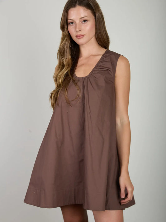 Sleeveless Gathered Neck Detail Mini Dress