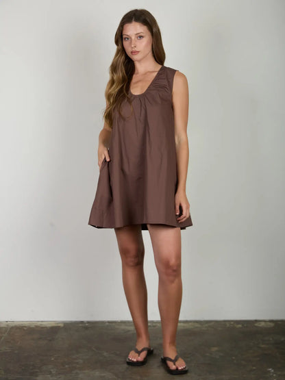 Sleeveless Gathered Neck Detail Mini Dress