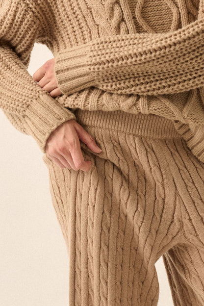 Coco Cable Knit Wide Leg Sweater Pants