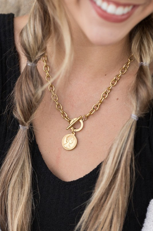 Coin Accent Chain Necklace