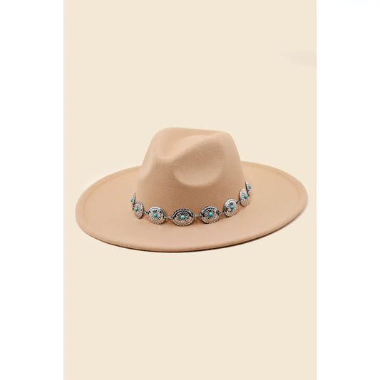 Western Concho Chain Fedora Hat