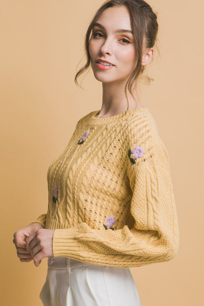 At the Cottage Floral Cropped Sweater