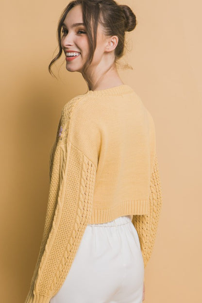 At the Cottage Floral Cropped Sweater