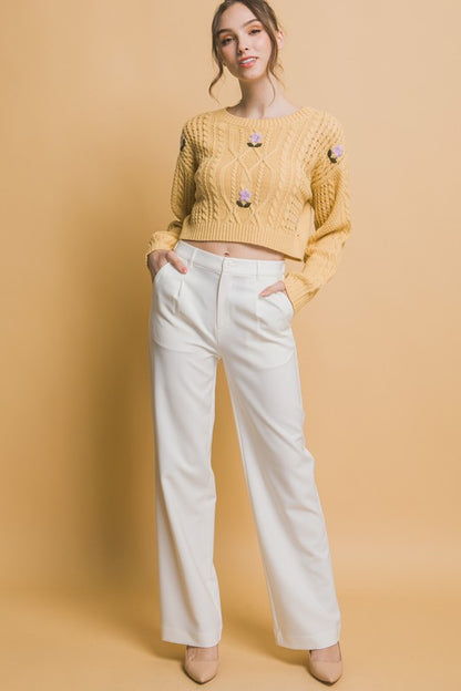 At the Cottage Floral Cropped Sweater