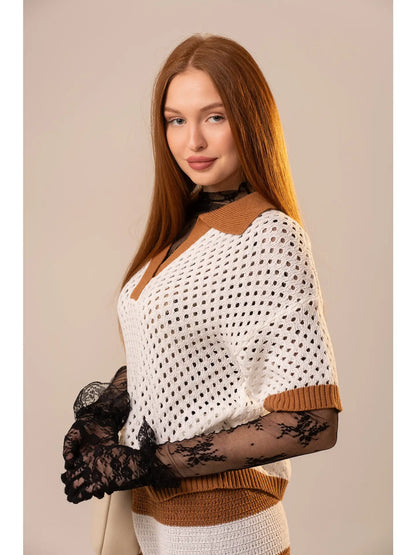 Clothes for Dinner Crochet Knit Short Sleeve and Shorts Set