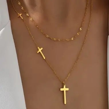 18K Stainless Steel Tarnish Free Cross Necklace