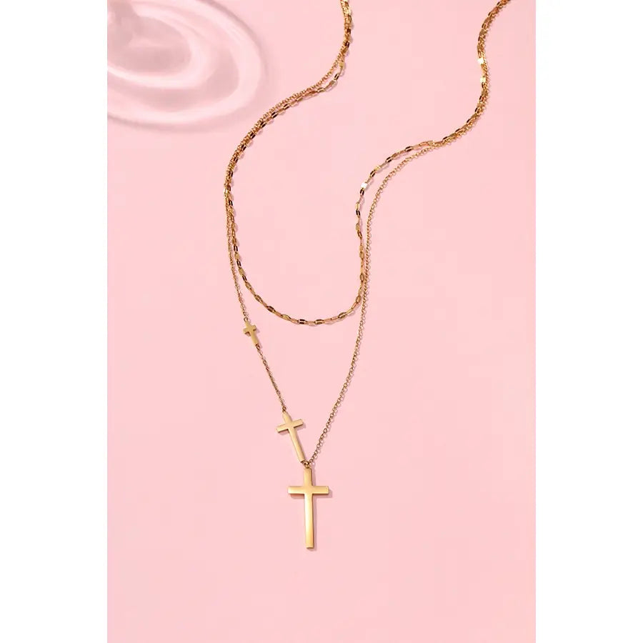 18K Stainless Steel Tarnish Free Cross Necklace