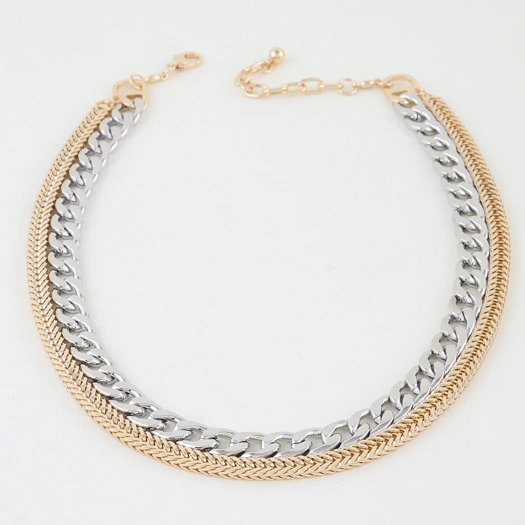 Double Curb Chain Necklace