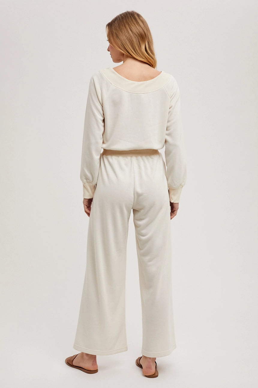 Wide Neck Off the Shoulder Knit Jumpsuit