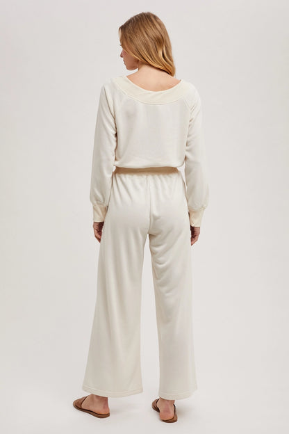 Wide Neck Off the Shoulder Knit Jumpsuit