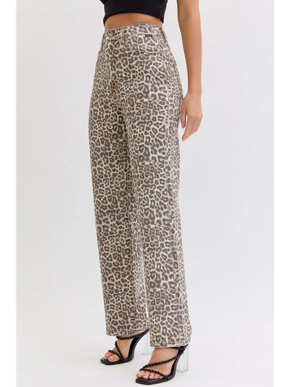 Emersyn Leopard Super High Rise Dad Jean