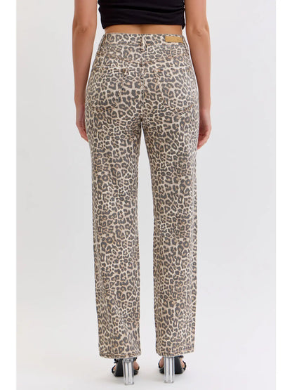 Emersyn Leopard Super High Rise Dad Jean