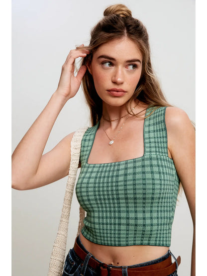 Envy Plaid Knit Brami
