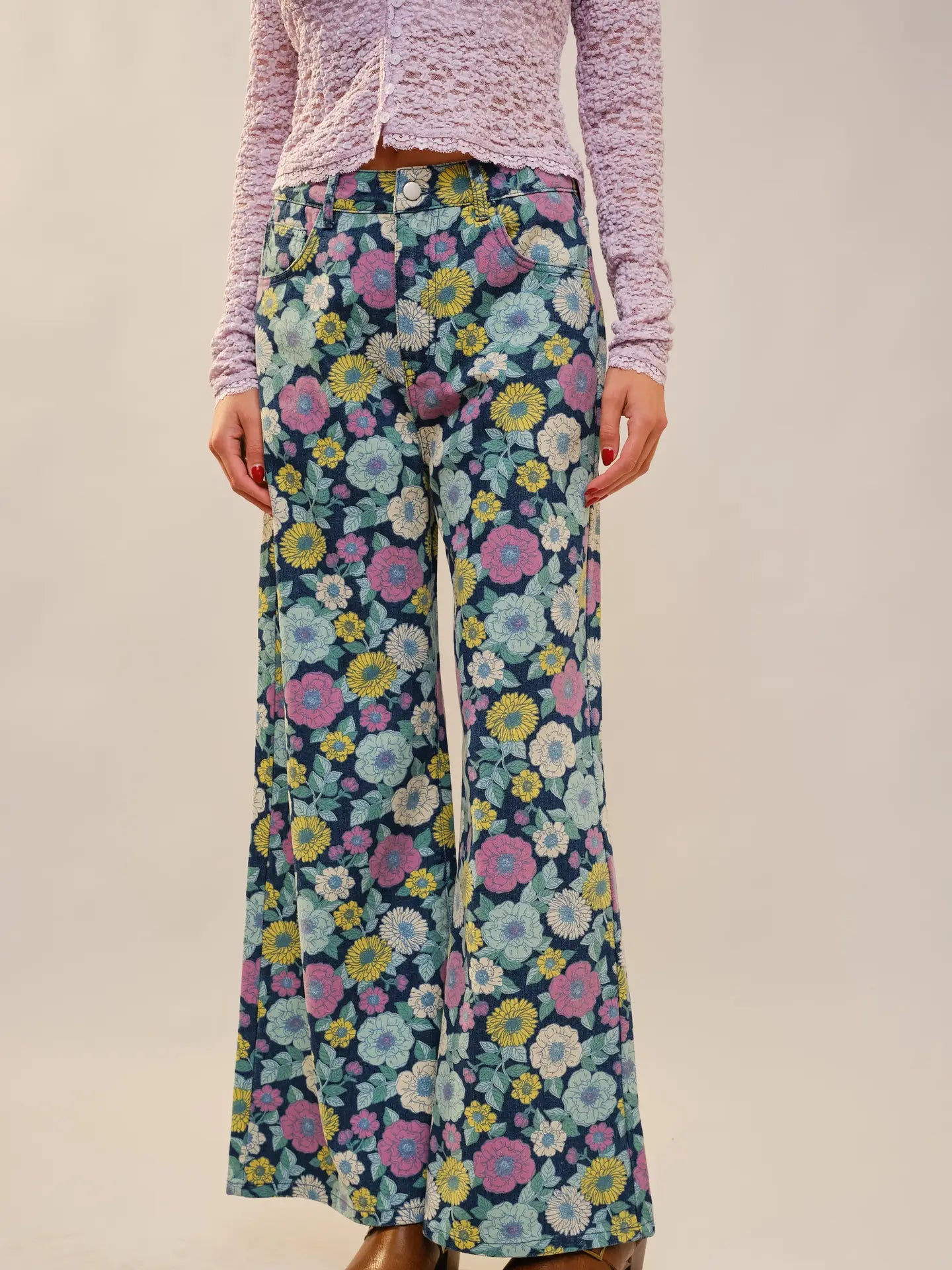 Patrice Floral Wide Leg Jeans