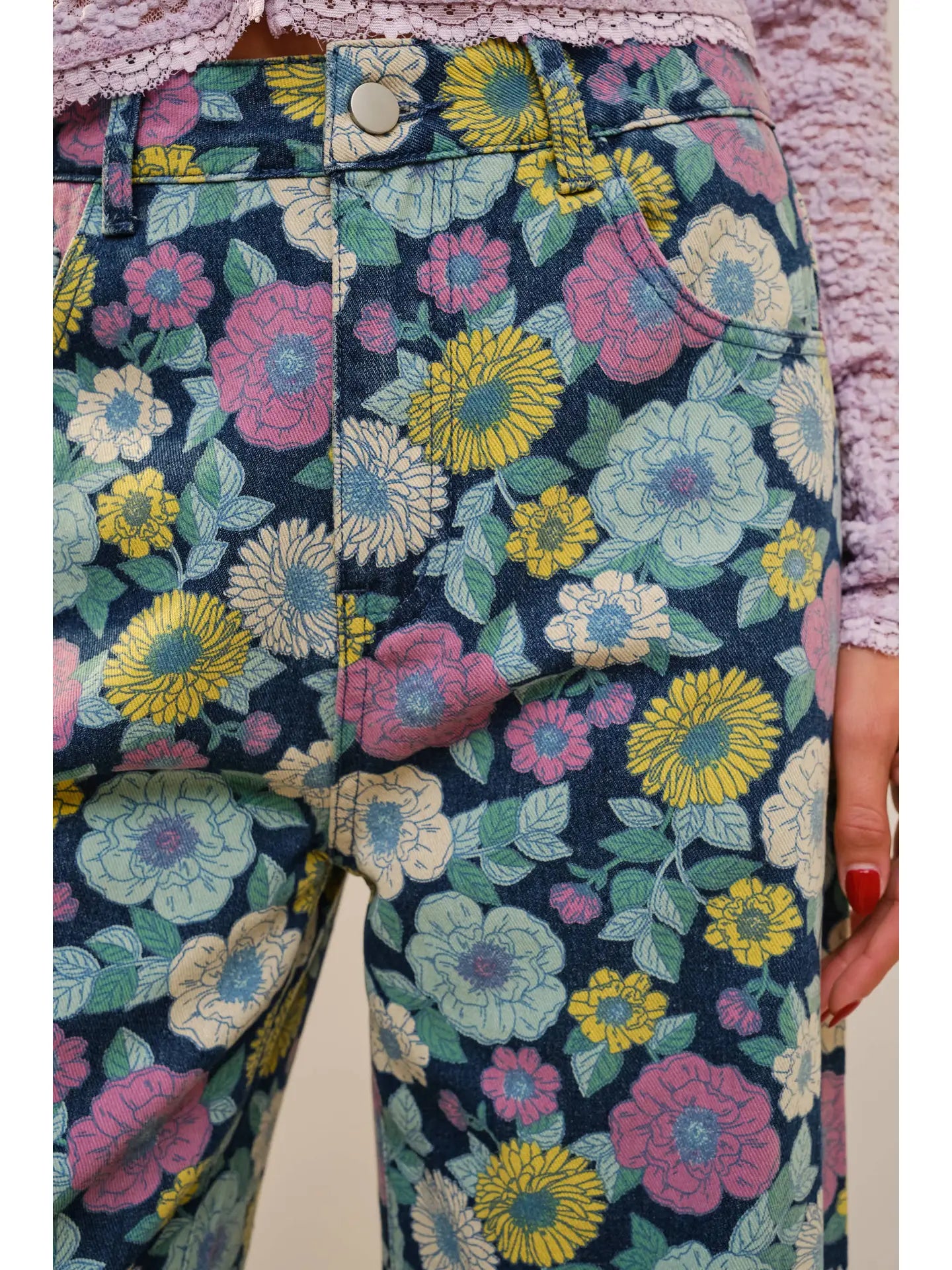 Patrice Floral Wide Leg Jeans