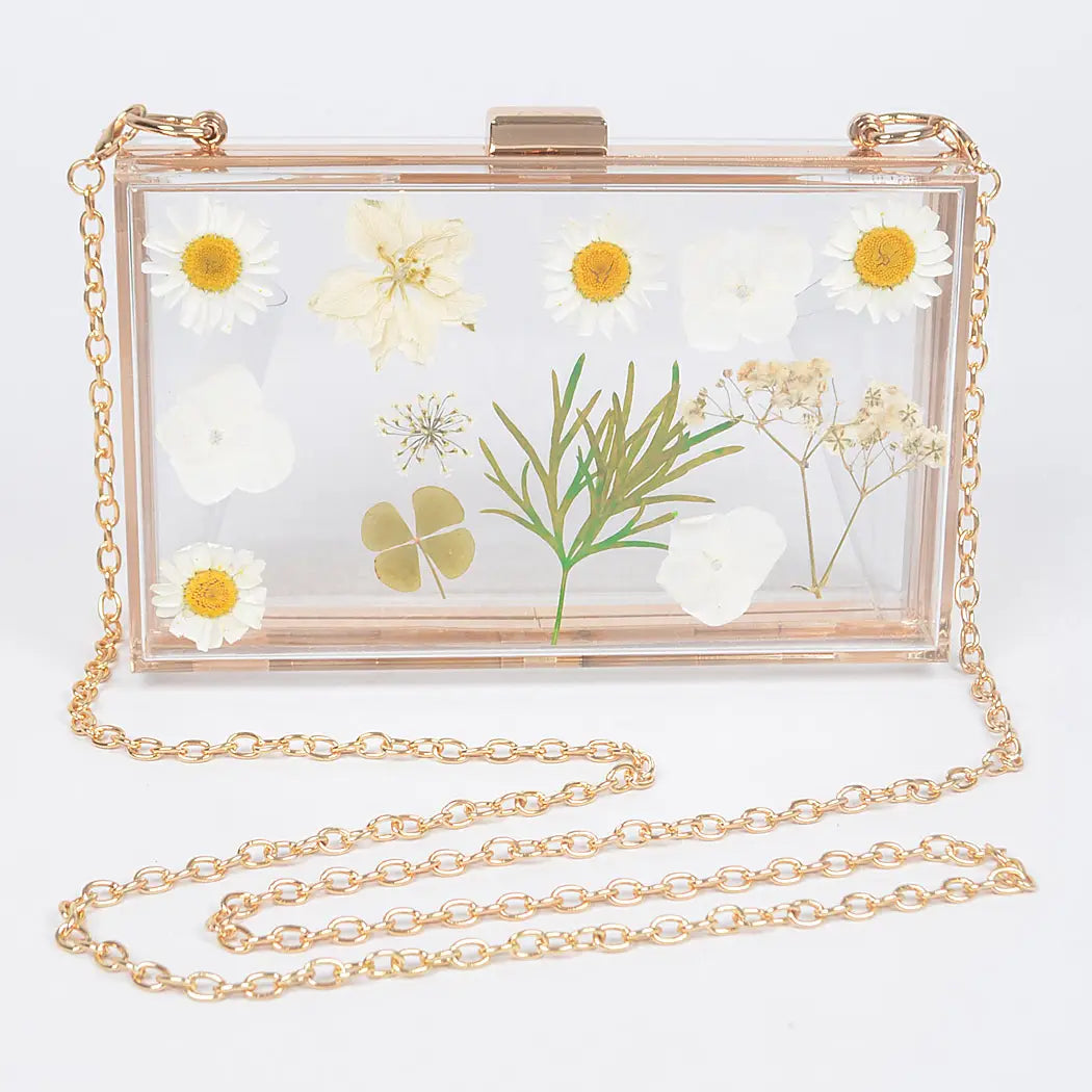 Flower Transparent Hard Case Clutch