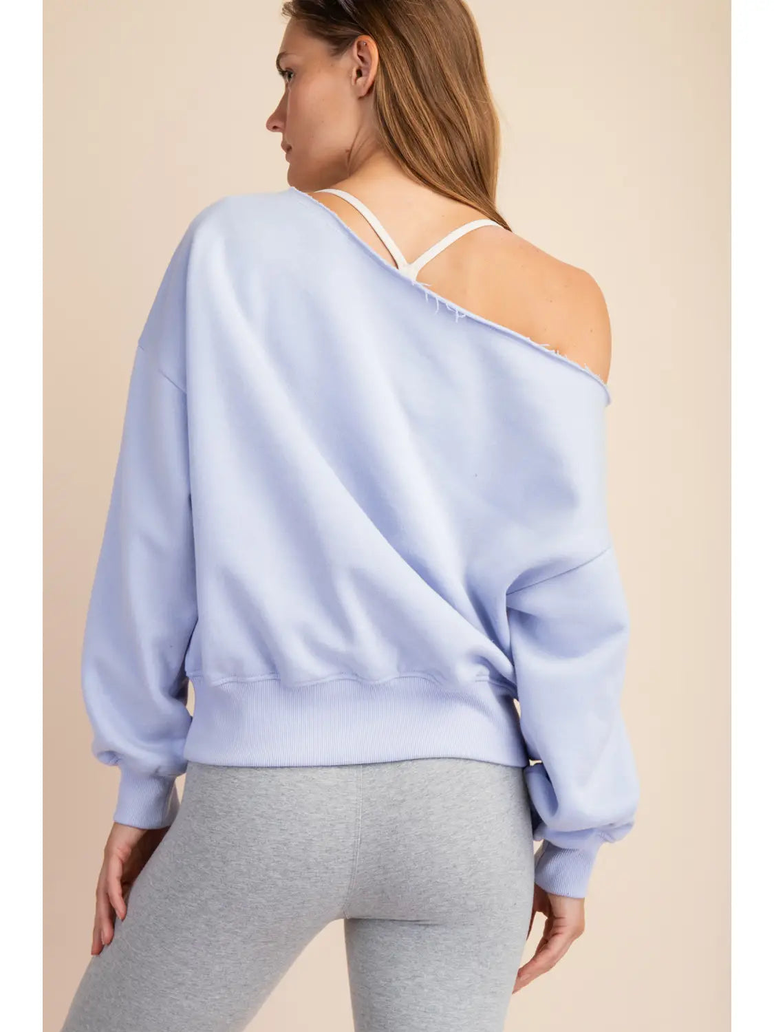 Saylor French Terry Fleece Off Shoulder Top