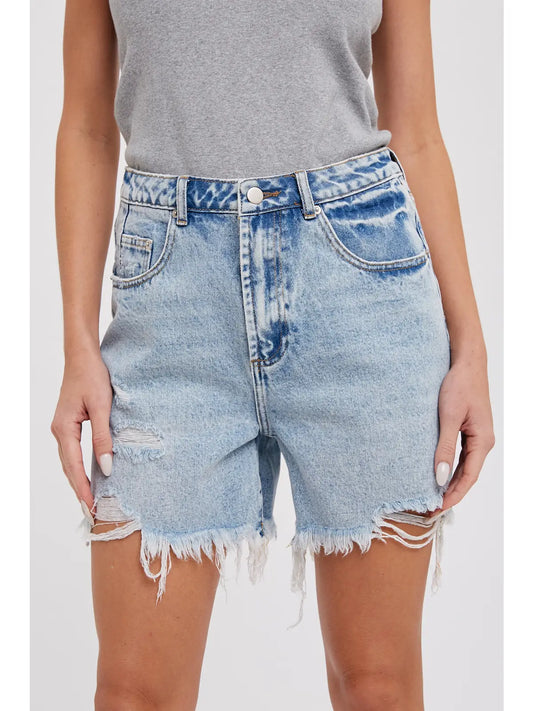Reese Relaxed Mid-Length Denim Shorts