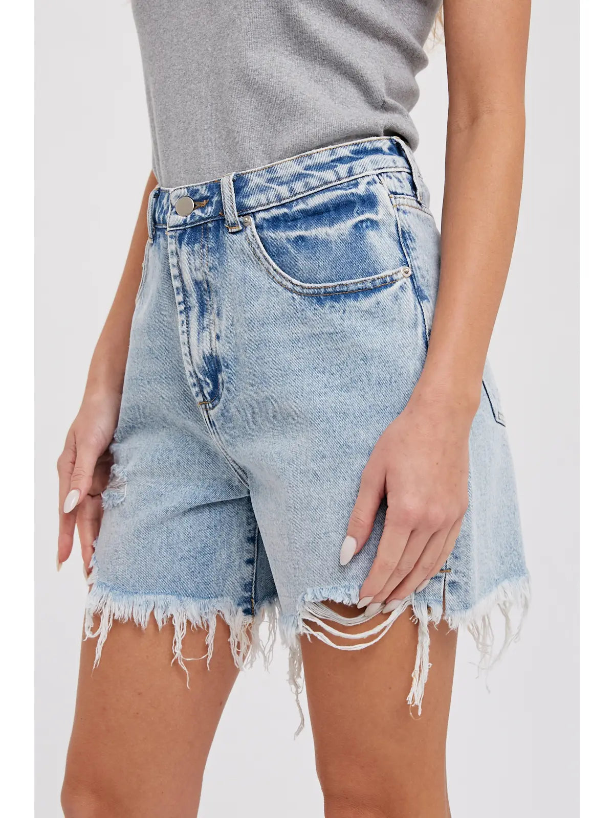 Reese Relaxed Mid-Length Denim Shorts