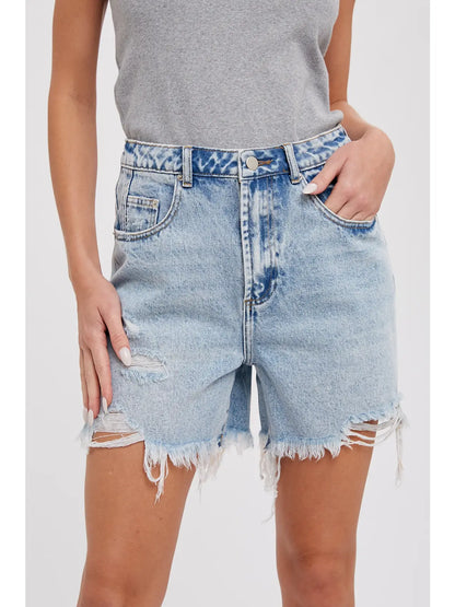 Reese Relaxed Mid-Length Denim Shorts