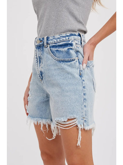 Reese Relaxed Mid-Length Denim Shorts