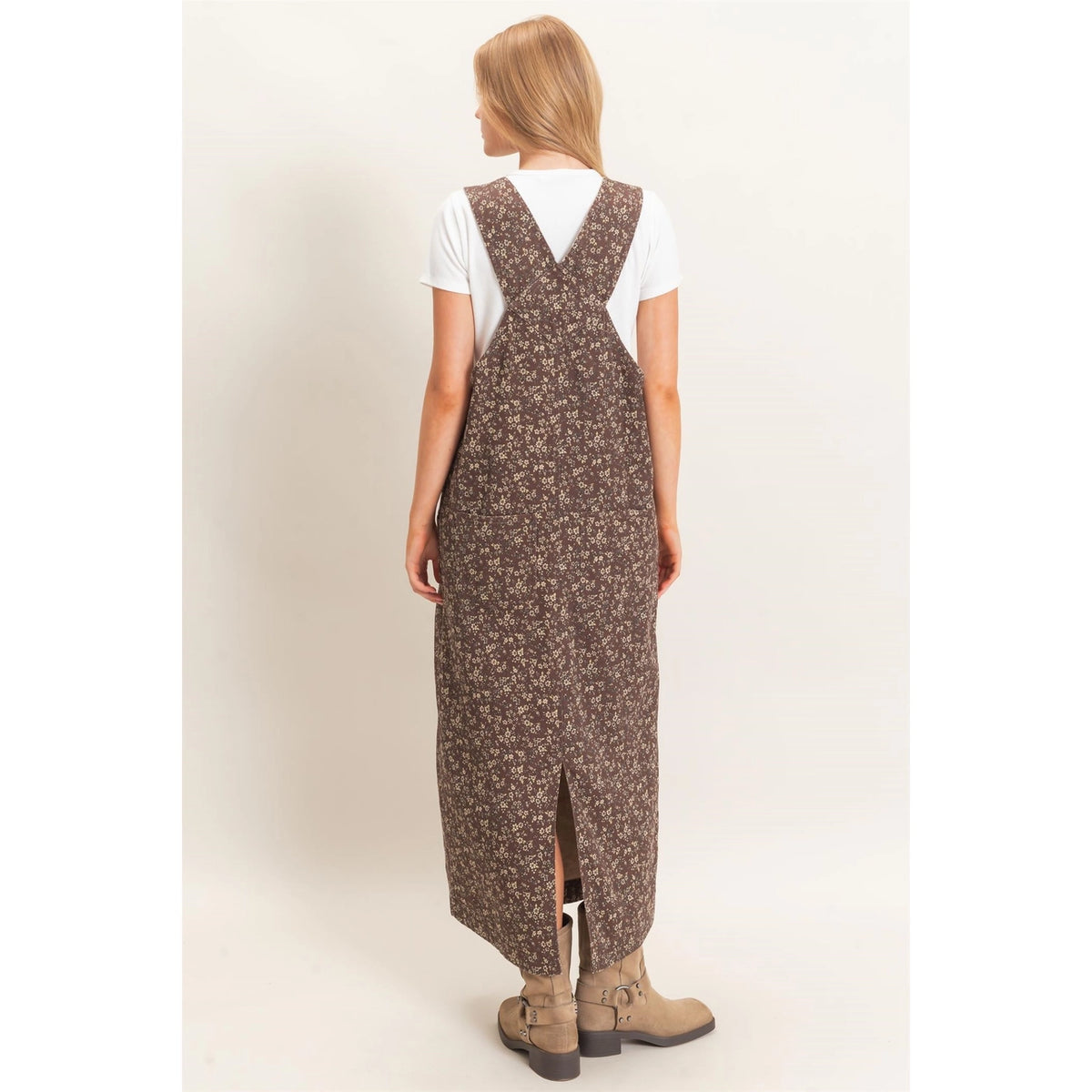 Floral Garment Wash Overall Dress