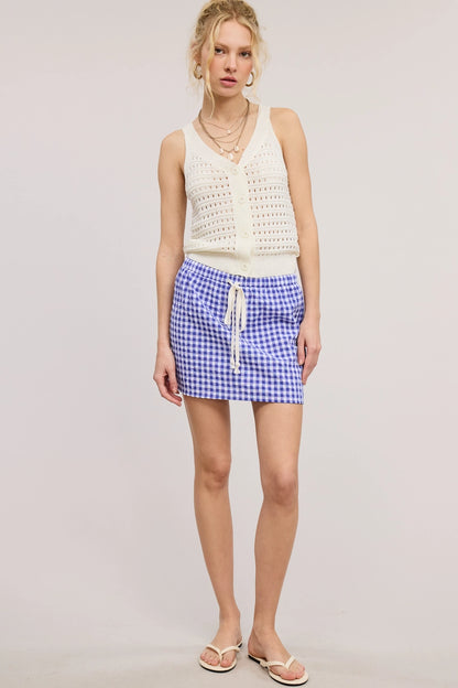 Lorelai Gingham Drawstring Waistband Mini Skirt