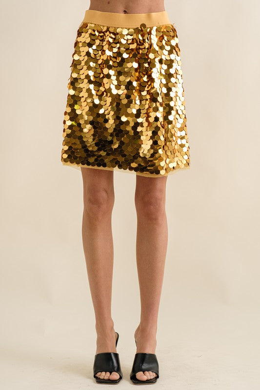 Large sequin mini outlet skirt