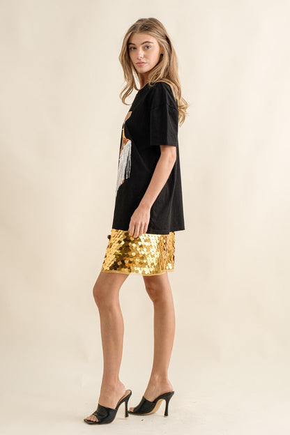 Mirrored Disco Large Sequin Mini Skirt