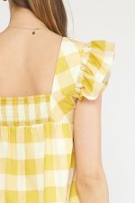 So Golden Gingham Square Neck Sundress