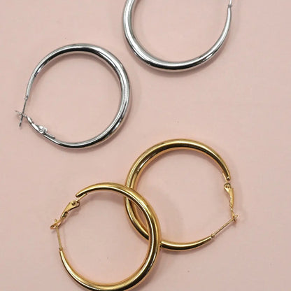 18K Stainless Steel Waterproof Tarnish Free Hoops