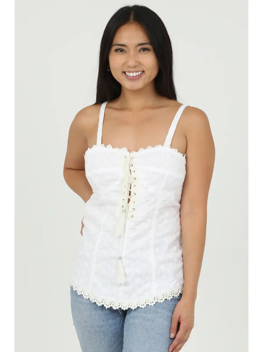 Izzy Eyelet Embroidered Corset Top