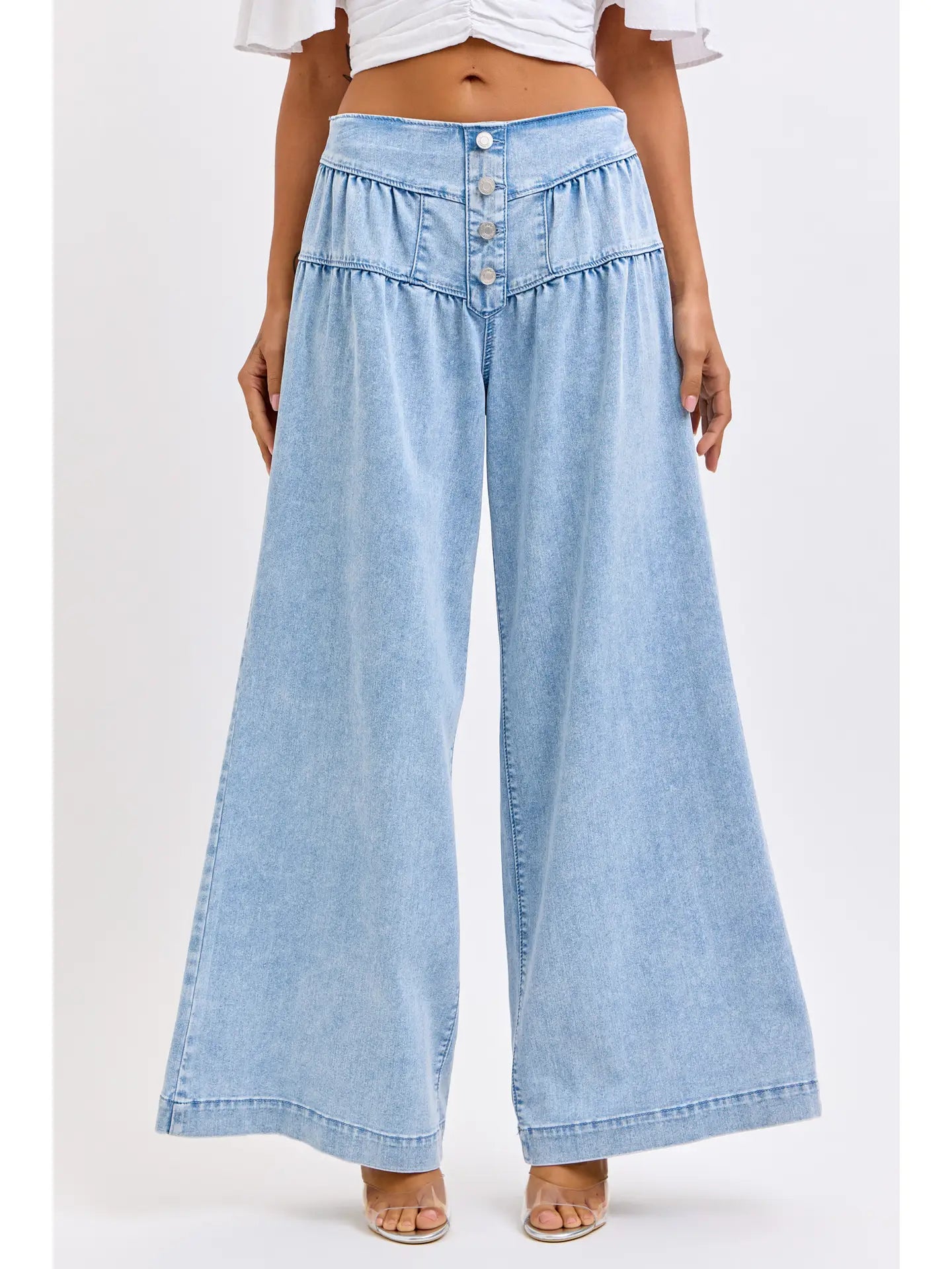 Summer 4 Button High Rise Wide Leg