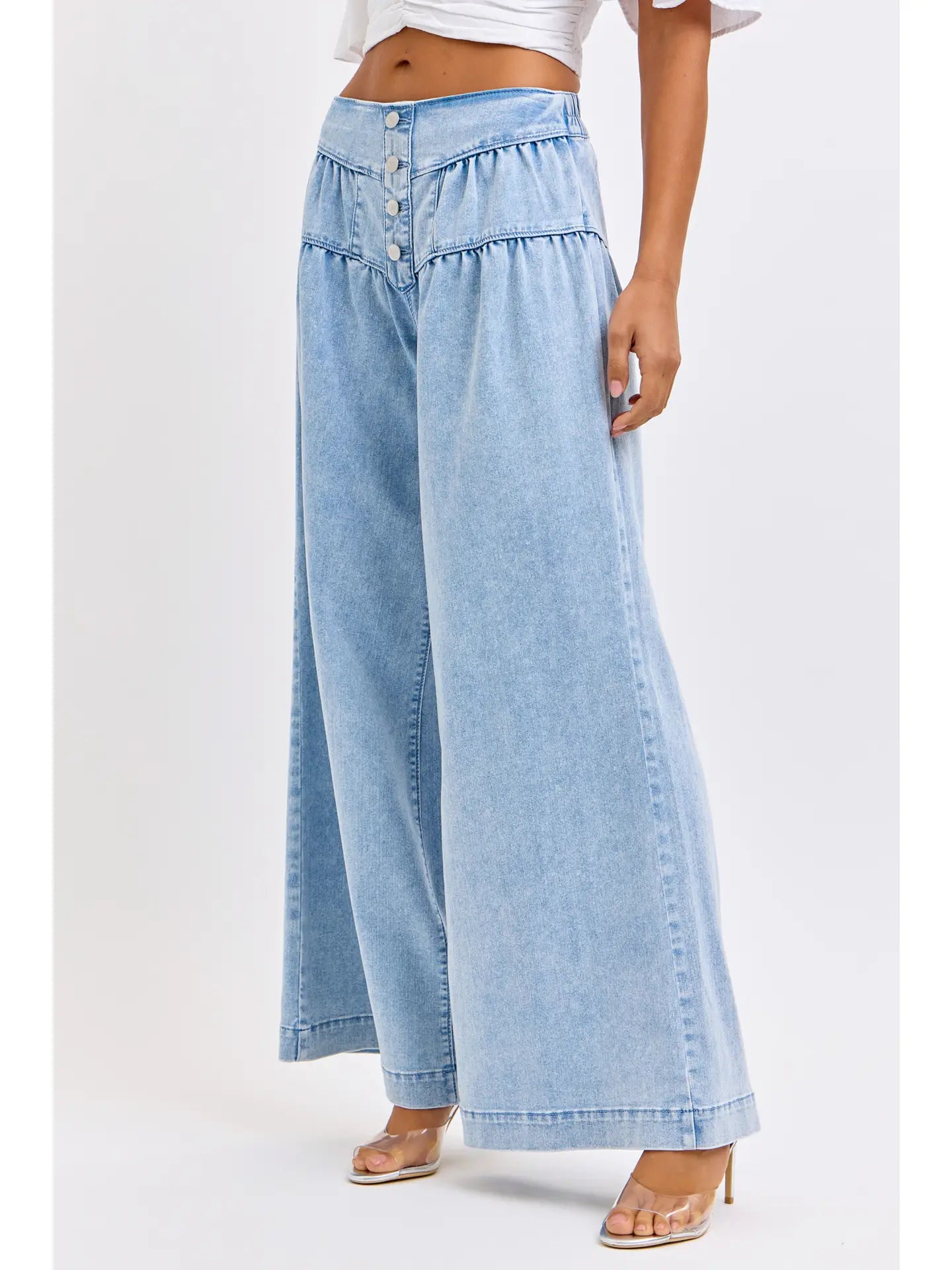 Summer 4 Button High Rise Wide Leg
