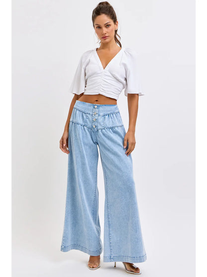Summer 4 Button High Rise Wide Leg