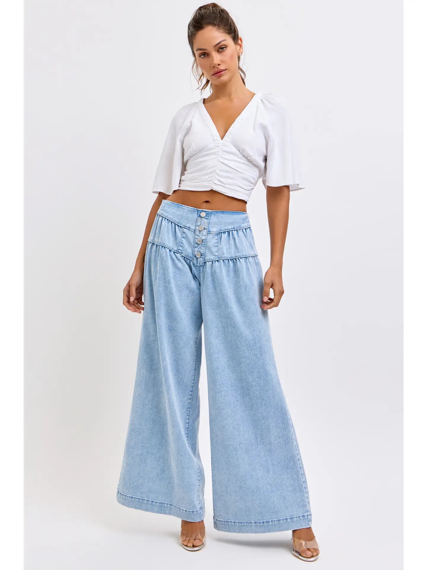 Summer 4 Button High Rise Wide Leg