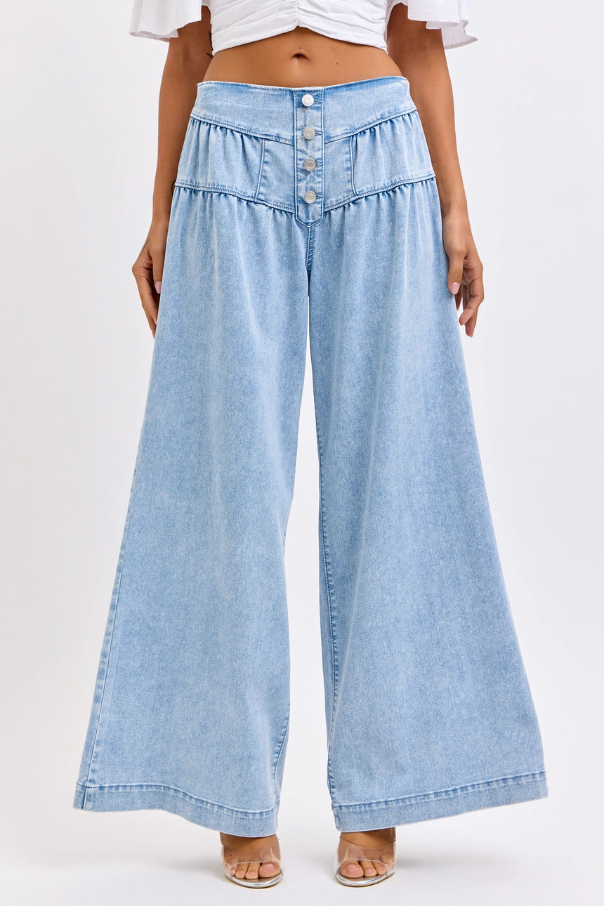 Summer 4 Button High Rise Wide Leg