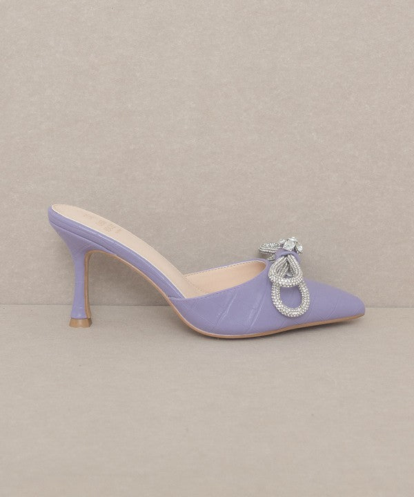 Ophelia - Rhinestone Bow Kitten Heel