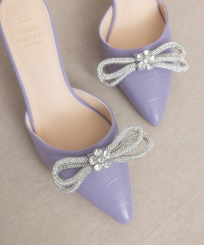 Ophelia - Rhinestone Bow Kitten Heel