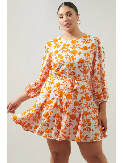 Curvy Manzanilla Floral Collins Godet Mini Dress