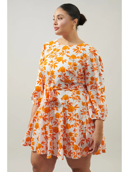 Curvy Manzanilla Floral Collins Godet Mini Dress