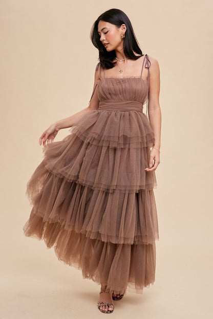 Romance for One Hundred Tiered Mesh Dress